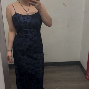 Vintage 90’s Black and Purple Floral Gown (Morgan and Co by Linda Bernell)